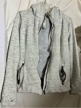 90 Degree By Reflex Light Gray Plush-Lined Hoodie Jacket